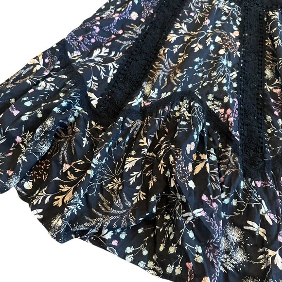 Moulinette Soeurs Anthropologie Floral Print Dress Lace Trim Size 2 Women's - Picture 10 of 13